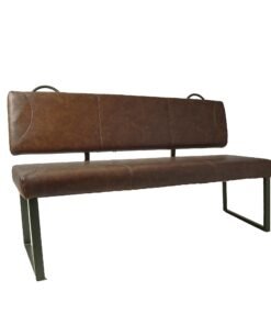 Gatsby Vegan Leather Backed Bench in Chestnut Brown