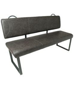 Gatsby Vegan Leather Backed Bench in Grey