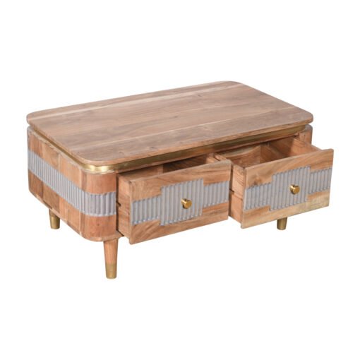 Wilton Acacia Wood 2 Drawer Coffee Table - Image 3