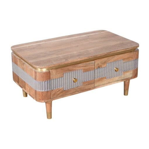 Wilton Acacia Wood 2 Drawer Coffee Table - Image 4