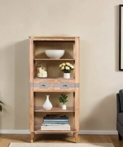 Wilton Acacia Wood 2 Drawer Open Bookcase