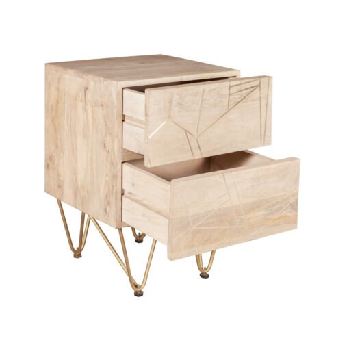 Light Gold 2 Drawer Side Table - Image 4