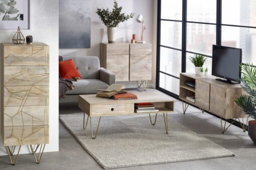 Light Gold 2 Door Medium Sideboard - Image 6