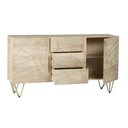 Light Gold Extra Large Sideboard 3 Drawers and 2 Doors - Image 4