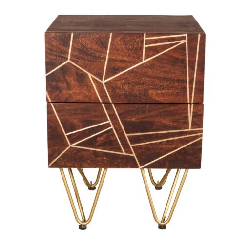 Dark Gold 2 Drawer Side Table - Image 3