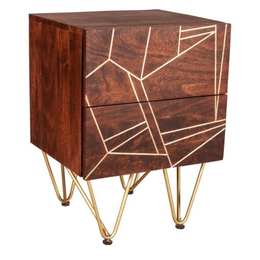 Dark Gold 2 Drawer Side Table - Image 2