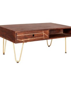 Alternative view of Dark Gold Rectangular Coffee Table with Drawer