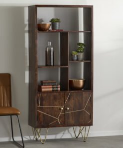 Dark Gold Large Bookcase 2 Door