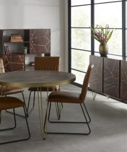 Dark Gold Round Dining Table