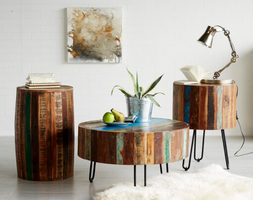 Coastal Drum Side Table