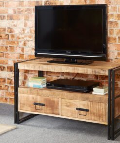 Soft Industrial Hardwood & Metal TV Unit