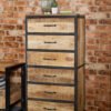 Soft Industrial Hardwood & Metal Tall Chest of Drawers