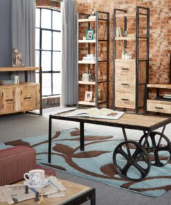 Alternative view of Soft Industrial Large Hardwood & Metal TV Unit