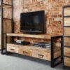 Soft Industrial Large Hardwood & Metal TV Unit
