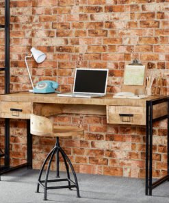 Soft Industrial Hardwood & Metal Desk