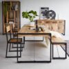 Soft Industrial Metal & Hardwood Dining Table