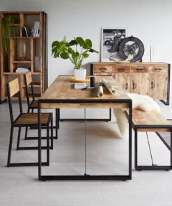 Soft Industrial Metal & Hardwood Dining Table