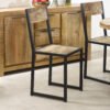 Pair of Soft Industrial Metal & Wood Dining Chairs