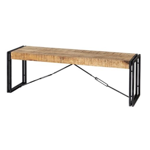 Cosmo Industrial Metal & Wood Bench - Image 2
