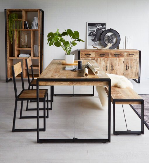 Cosmo Industrial Metal & Wood Bench