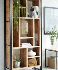 Soft Industrial Hardwood Multi Shelf Bookcase