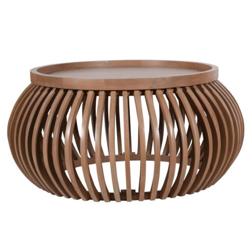 Indus Solid Wood Small Round Low Coffee Table - Image 3