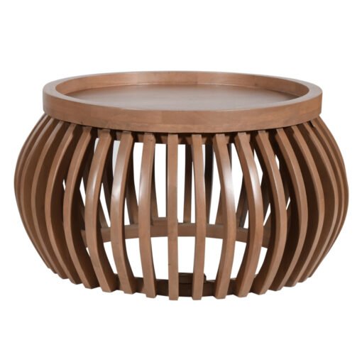 Indus Solid Wood Small Round Low Coffee Table - Image 2