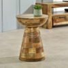 Solid Wood Round Small Side Table Mushroom Style