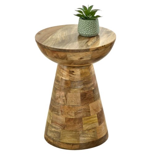 Solid Wood Round Small Side Table Mushroom Style - Image 5