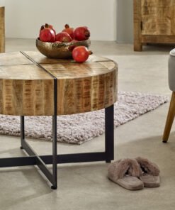 Alternative view of Surrey Solid Wood Coffee Table with Metal Legs