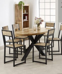 Alternative view of Surrey Solid Wood & Metal Oval Dining Table 6-8 Seater