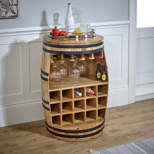 Surrey Solid Dark Wood Wine Barrel Sideboard / Bar