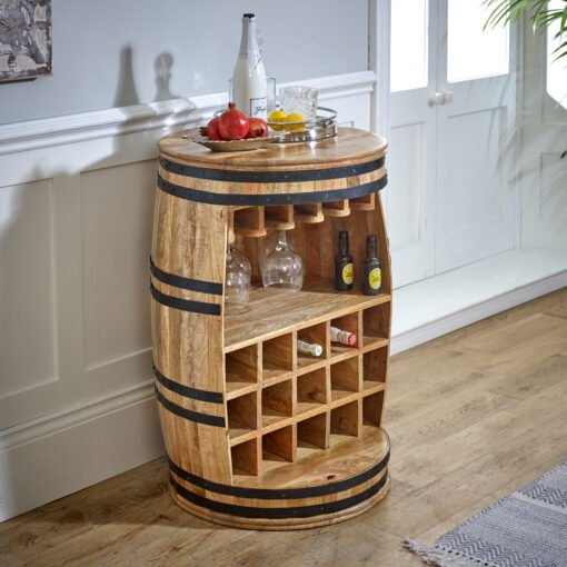Surrey Solid Dark Wood Wine Barrel Sideboard / Bar - Image 3