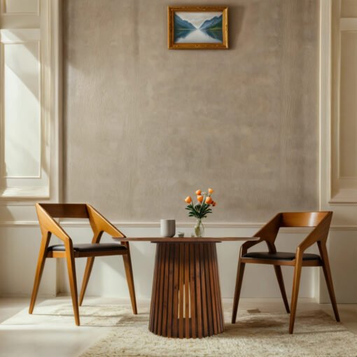Slatted Round Dining Table 4<6 Seater