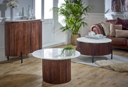Opal Mango Wood Coffee Table with Marble Top - Image 4