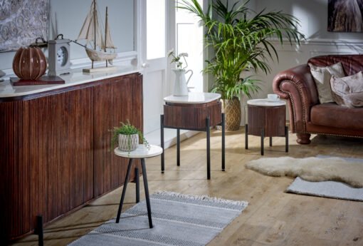 Opal Mango Wood Side Table with Marble Top and Metal Legs - Image 5