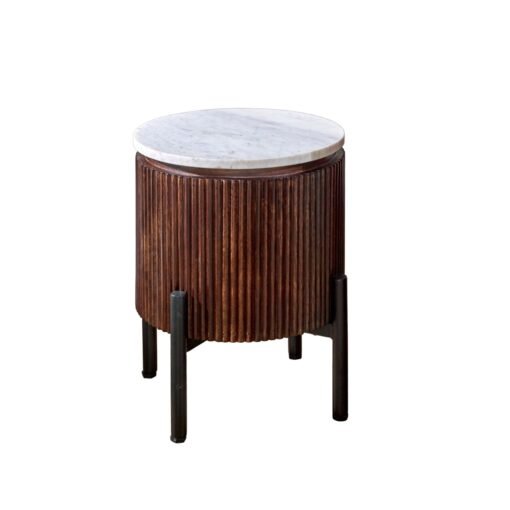 Opal Mango Wood Side Table with Marble Top and Metal Legs - Image 6