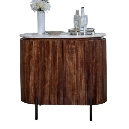 Opal Solid Wood Sideboard/Drinks Cabinet with Marble Top and Metal Legs - Image 6