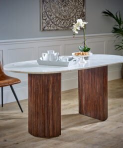 Opal Mango Wood Dining Table 170cm with Marble Top