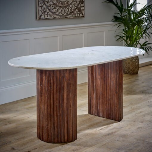 Opal Mango Wood Dining Table 170cm with Marble Top - Image 2