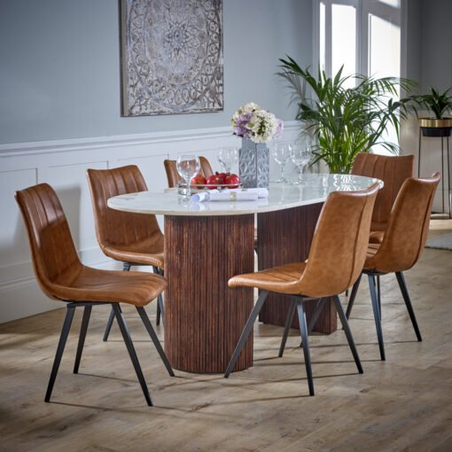 Opal Mango Wood Dining Table 170cm with Marble Top - Image 3