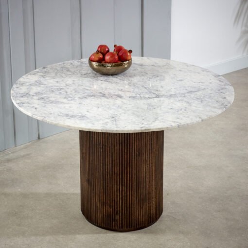Opal Mango Wood Round Dining Table with Marble Top - Image 7
