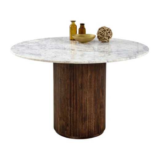 Opal Mango Wood Round Dining Table with Marble Top - Image 5