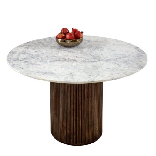Opal Mango Wood Round Dining Table with Marble Top - Image 6