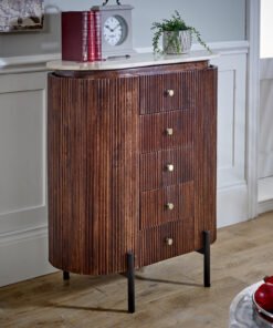 Opal Mango Wood Sideboard with Marble Top and Metal Legs