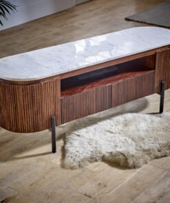 Alternative view of Opal Mango Wood TV Cabinet with Marble Top and Metal Legs
