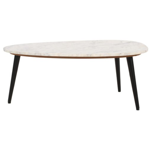 Opal Coffee Table with White Marble Top and Metal Legs - Image 2