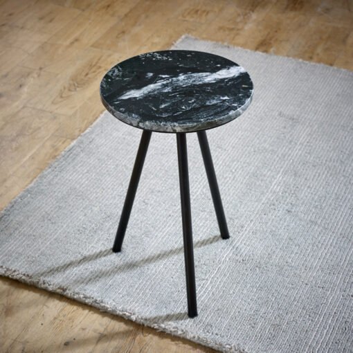 Opal Side Table with Black Marble Top and Metal Legs - Image 3