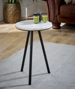 Alternative view of Opal Side Table with White Marble Top and Metal Legs