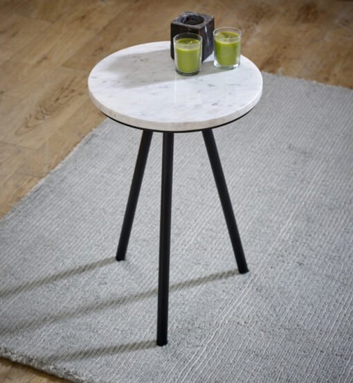 Opal Side Table with White Marble Top and Metal Legs - Image 3